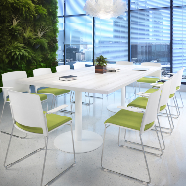 chaise de conference blanc vert avec bras tapisse tissu sans accoudoirs 2