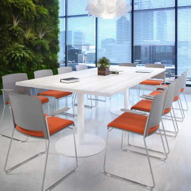 chaise de conference gris orange avec bras tapisse tissu sans accoudoirs 2