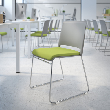 chaise de conference gris vert sans bras tapissee tissu sans accoudoirs 2