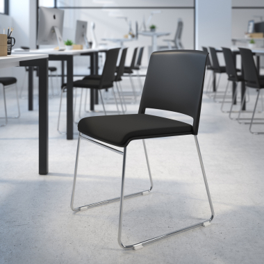 chaise de conference noir noir sans bras tapissee tissu sans accoudoirs 2