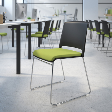 chaise de conference noir vert sans bras tapissee tissu sans accoudoirs 2