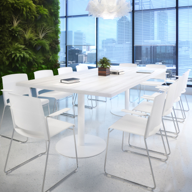 chaise de conference blanc avec des bras tissu accoudoirs fixes 2