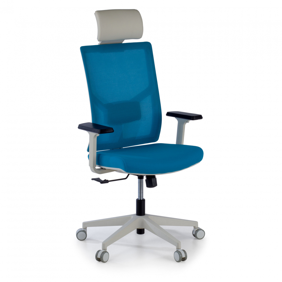 Chaise pour ordinateur Ergonomique Verdi white, avec appui-tête accoudoirs ajustables 210215 - (Outlet)