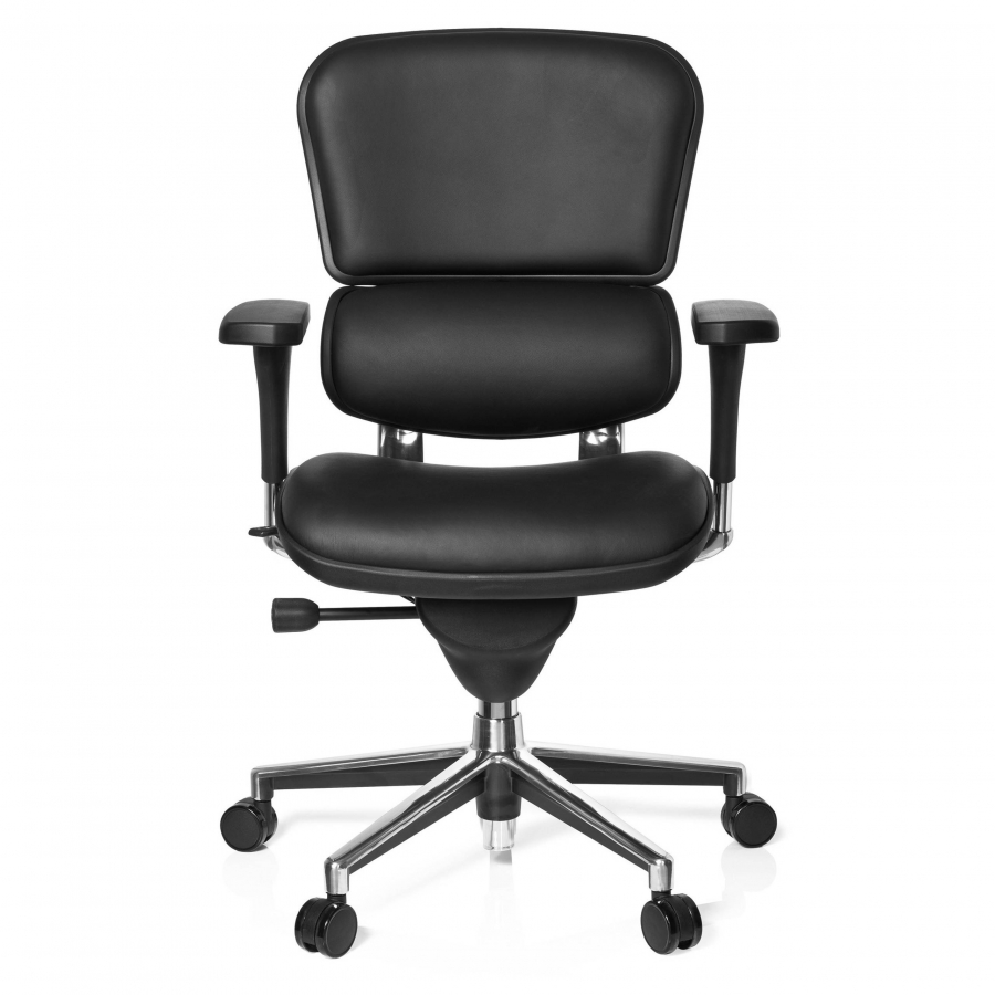 Chaise de bureau Ergohuman, Cuir authentique, aluminium 210263 - (Outlet)