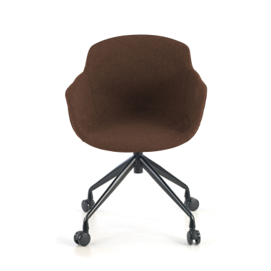 chaise de conference noir marron giratoire avec roulettes tissu accoudoirs rembourres 3