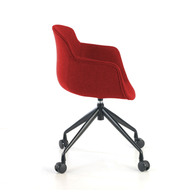 chaise de conference noir rouge giratoire avec roulettes tissu accoudoirs rembourres 6