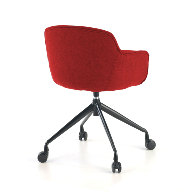 chaise de conference noir rouge giratoire avec roulettes tissu accoudoirs rembourres 7