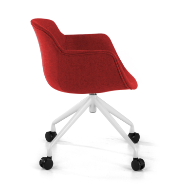 chaise de conference blanc rouge giratoire avec roulettes tissu accoudoirs rembourres 4