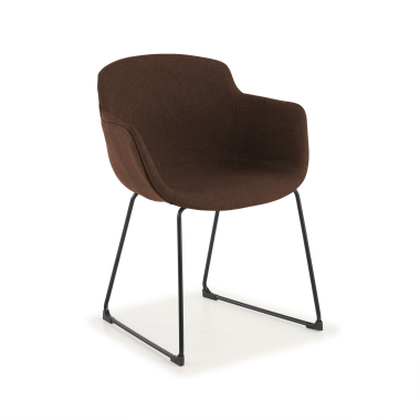 chaise de conference noir marron structure pietement luge maille accoudoirs fixes 1