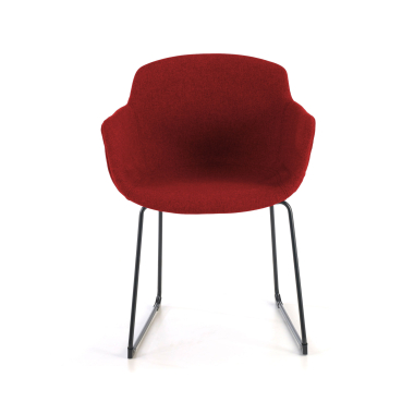 chaise de conference noir rouge structure pietement luge maille accoudoirs fixes 3