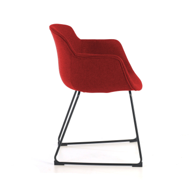chaise de conference noir rouge structure pietement luge maille accoudoirs fixes 5