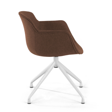 chaise de conference blanc marron base pyramide tissu accoudoirs rembourres 4