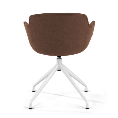 chaise de conference blanc marron base pyramide tissu accoudoirs rembourres 6