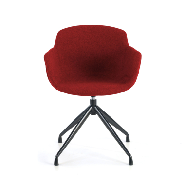 chaise de conference noir rouge base pyramide tissu accoudoirs rembourres 3