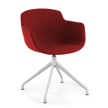 chaise de conference blanc rouge base pyramide tissu accoudoirs rembourres 1