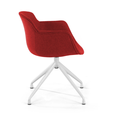 chaise de conference blanc rouge base pyramide tissu accoudoirs rembourres 4