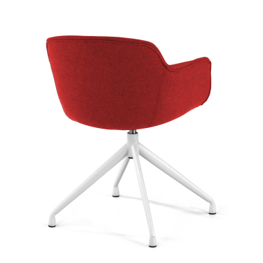 chaise de conference blanc rouge base pyramide tissu accoudoirs rembourres 5