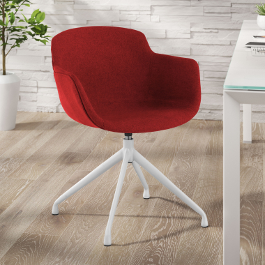 chaise de conference blanc rouge base pyramide tissu accoudoirs rembourres 2