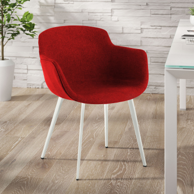 chaise de conference blanc rouge 4 pattes tissu accoudoirs rembourres 2