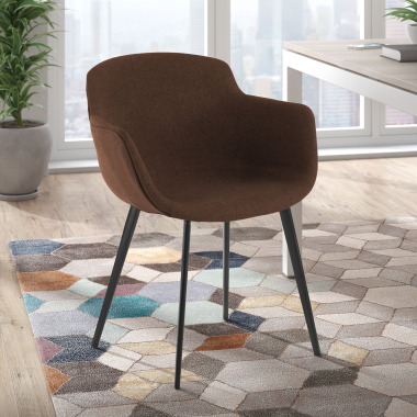 chaise de conference noir marron 4 pattes tissu accoudoirs rembourres 2