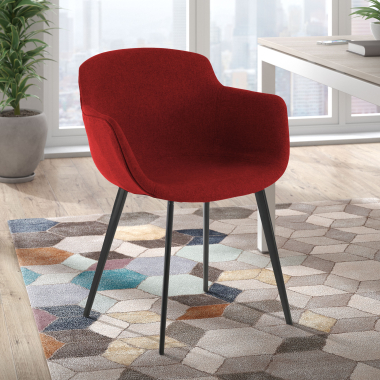 chaise de conference noir rouge 4 pattes tissu accoudoirs rembourres 2