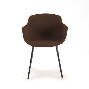 chaise de conference noir marron 4 pattes tissu accoudoirs rembourres 3