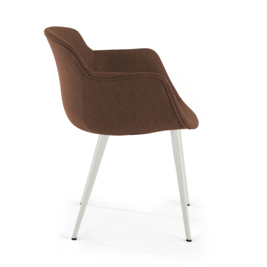 chaise de conference blanc marron 4 pattes tissu accoudoirs rembourres 4