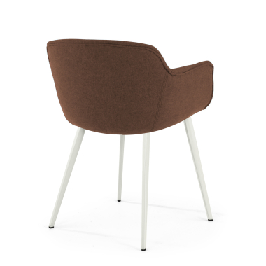 chaise de conference blanc marron 4 pattes tissu accoudoirs rembourres 5