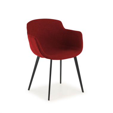 chaise de conference noir rouge 4 pattes tissu accoudoirs rembourres 1