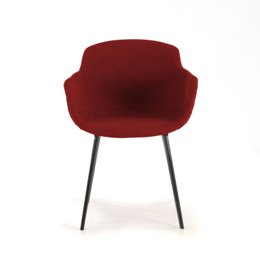 chaise de conference noir rouge 4 pattes tissu accoudoirs rembourres 3