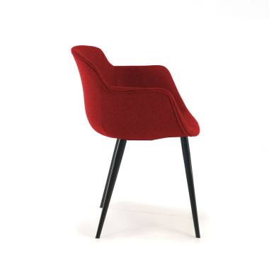 chaise de conference noir rouge 4 pattes tissu accoudoirs rembourres 6