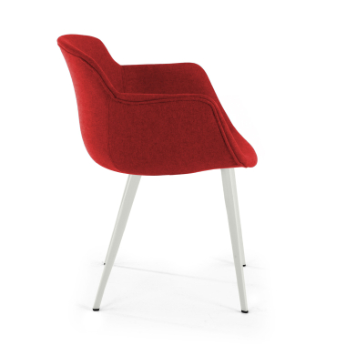 chaise de conference blanc rouge 4 pattes tissu accoudoirs rembourres 4