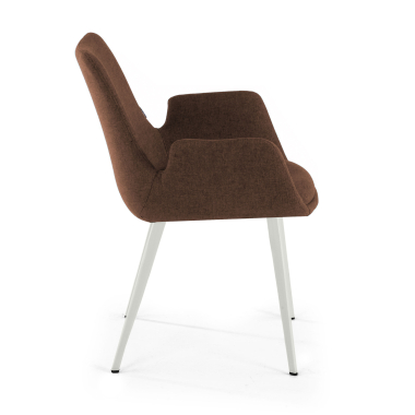 chaise de conference blanc marron 4 pattes tissu accoudoirs rembourres 4