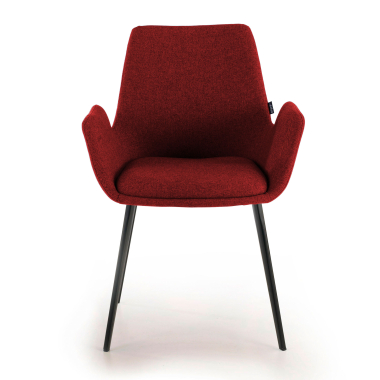 chaise de conference noir rouge 4 pattes tissu accoudoirs rembourres 3
