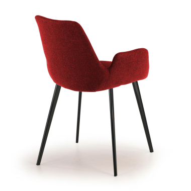 chaise de conference noir rouge 4 pattes tissu accoudoirs rembourres 5