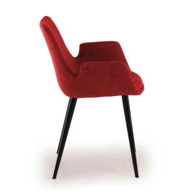 chaise de conference noir rouge 4 pattes tissu accoudoirs rembourres 6