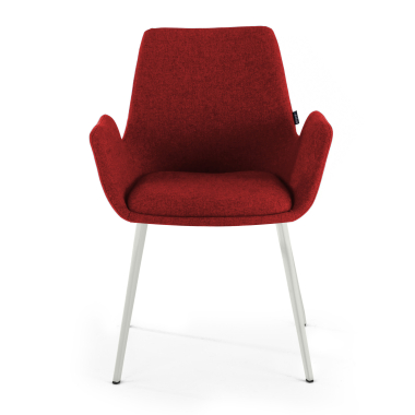 chaise de conference blanc rouge 4 pattes tissu accoudoirs rembourres 3