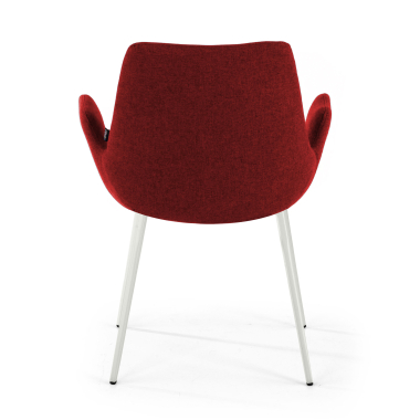 chaise de conference blanc rouge 4 pattes tissu accoudoirs rembourres 6
