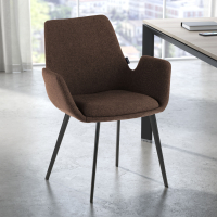 Chaise Visiteur Glamm, 4 pieds, accoudoirs rembourrés, structure métallique