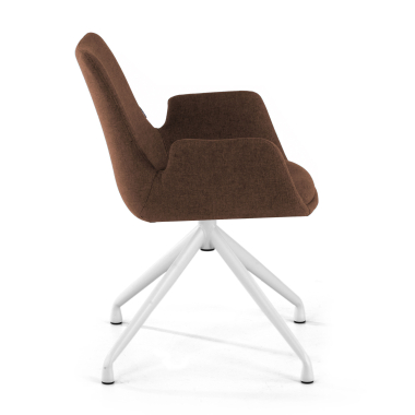chaise de conference blanc marron pivotante tissu accoudoirs rembourres 4
