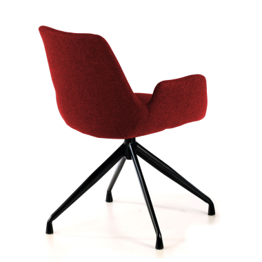 chaise de conference noir rouge pivotante tissu accoudoirs rembourres 4