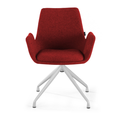 chaise de conference blanc rouge pivotante tissu accoudoirs rembourres 3