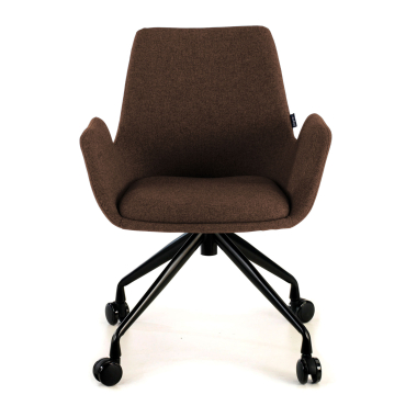 chaise de conference noir marron giratoire avec roulettes tissu accoudoirs rembourres 3
