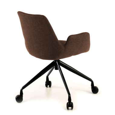 chaise de conference noir marron giratoire avec roulettes tissu accoudoirs rembourres 4