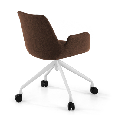 chaise de conference blanc marron giratoire avec roulettes tissu accoudoirs rembourres 5