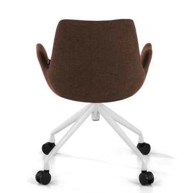chaise de conference blanc marron giratoire avec roulettes tissu accoudoirs rembourres 6