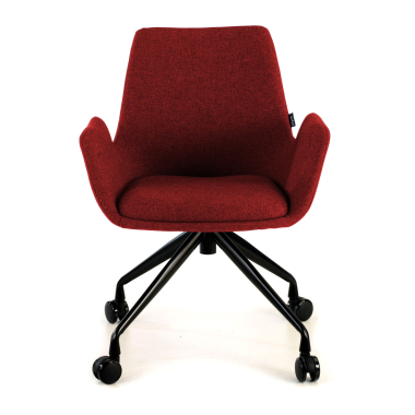 chaise de conference noir rouge giratoire avec roulettes tissu accoudoirs rembourres 3