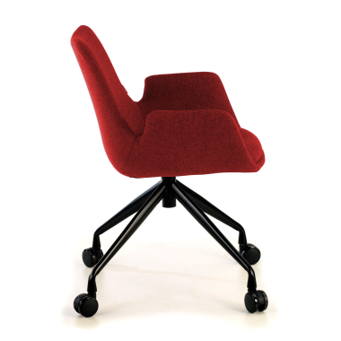 chaise de conference noir rouge giratoire avec roulettes tissu accoudoirs rembourres 5