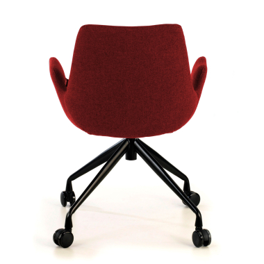 chaise de conference noir rouge giratoire avec roulettes tissu accoudoirs rembourres 6