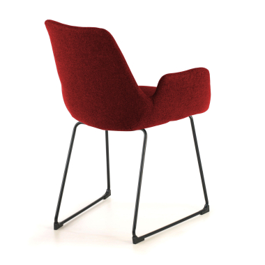 chaise de conference rouge structure pietement luge tissu accoudoirs fixes 6